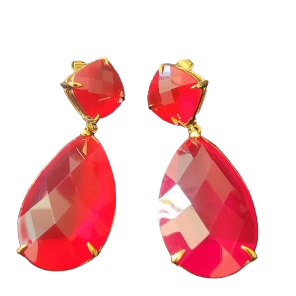 Glamorous Ruby Red Statement Earrings